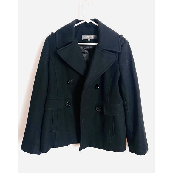 Kenneth Cole Reaction Womens Black Wool Blend Peacoat Size 10 Jacket - Picture 3 of 11